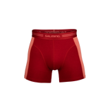 Red athletic salming boxers with a visible brand logo on a white background