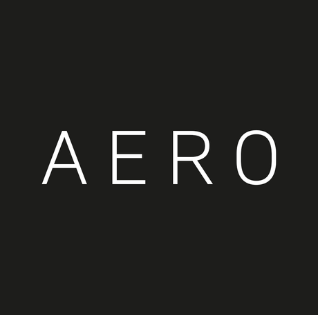 Black background with 'AERO' text in white